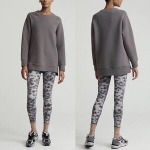 Varley | Manning Ribbed Side Zip Sweatshirt Grey Taupe Medium Pullover